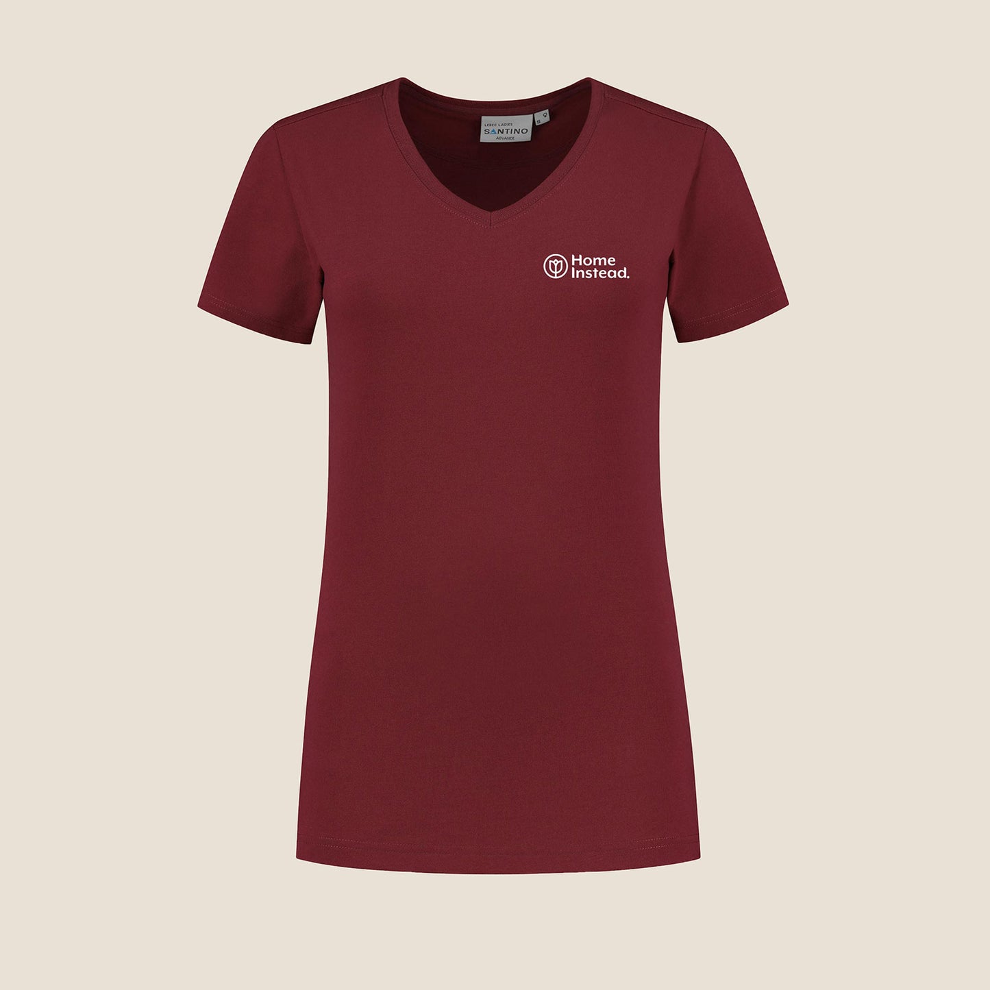 Damen T-Shirt mit V-Ausschnitt Burgundy