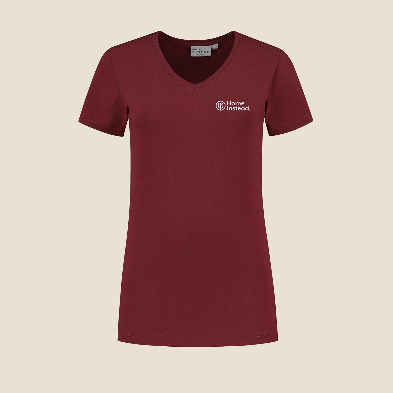 Damen T-Shirt mit V-Ausschnitt Burgundy
