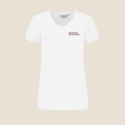 Damen T-Shirt mit V-Ausschnitt Weiss