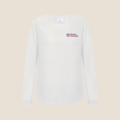 Damen Chiffonbluse Langarm Offwhite