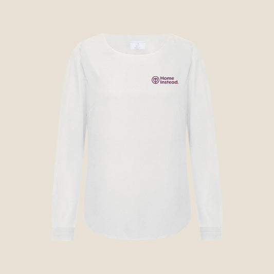 Damen Chiffonbluse Langarm Offwhite