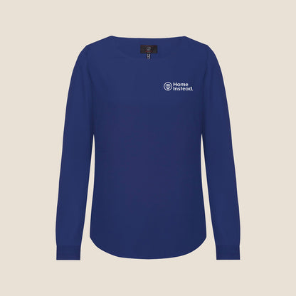 Damen Chiffonbluse Langarm Dunkelblau