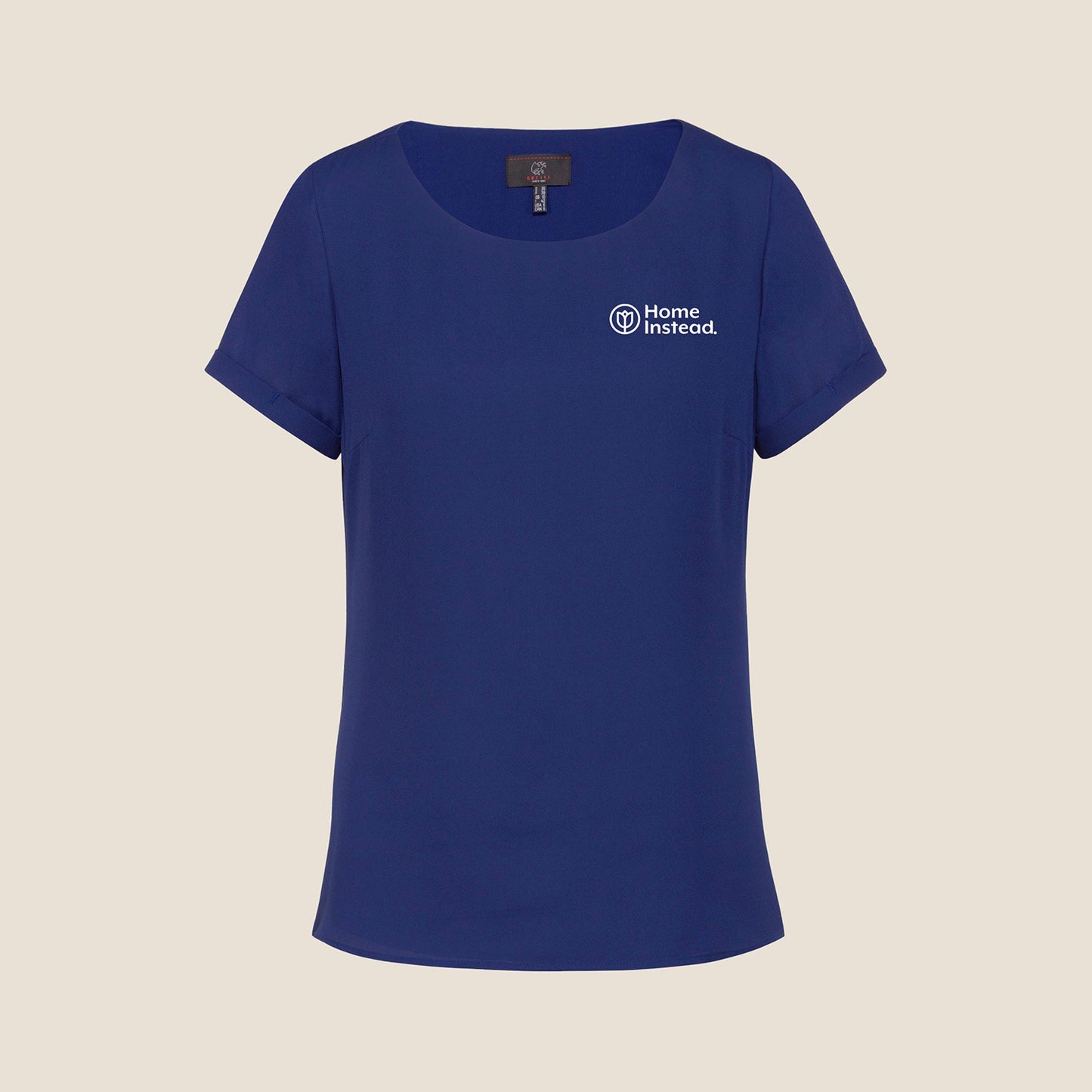 Damen Chiffonbluse Kurzarm Dunkelblau