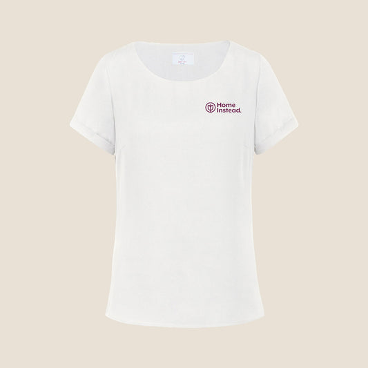 Damen Chiffonbluse Kurzarm Offwihte