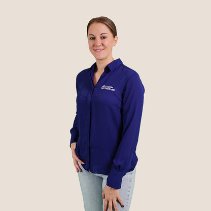 Damen Chiffonbluse mit Knopfleiste