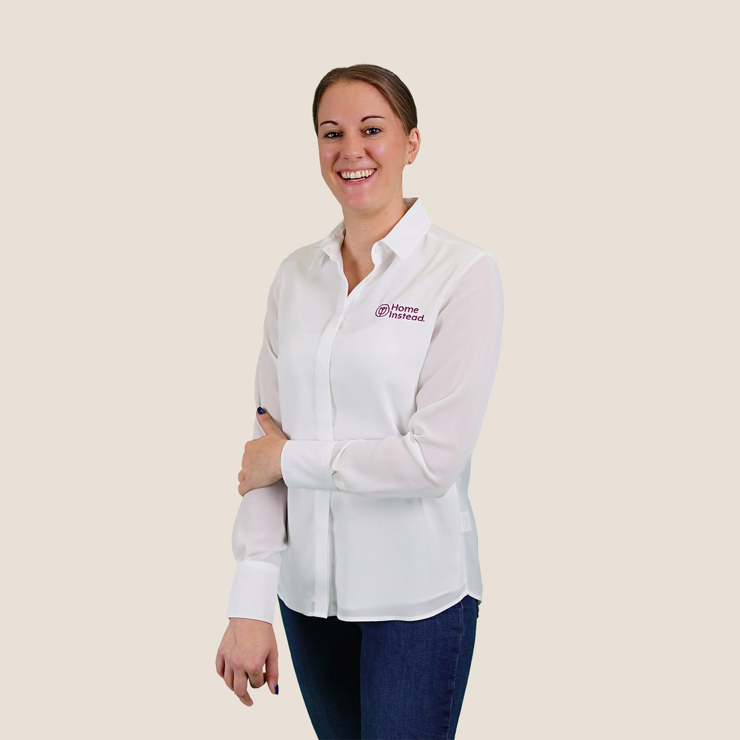 Damen Chiffonbluse mit Knopfleiste