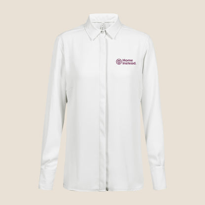 Damen Chiffonbluse mit Knopfleiste offwhite