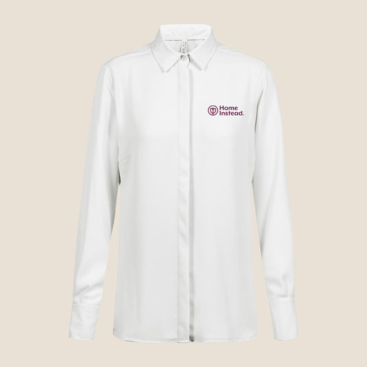 Damen Chiffonbluse mit Knopfleiste offwhite