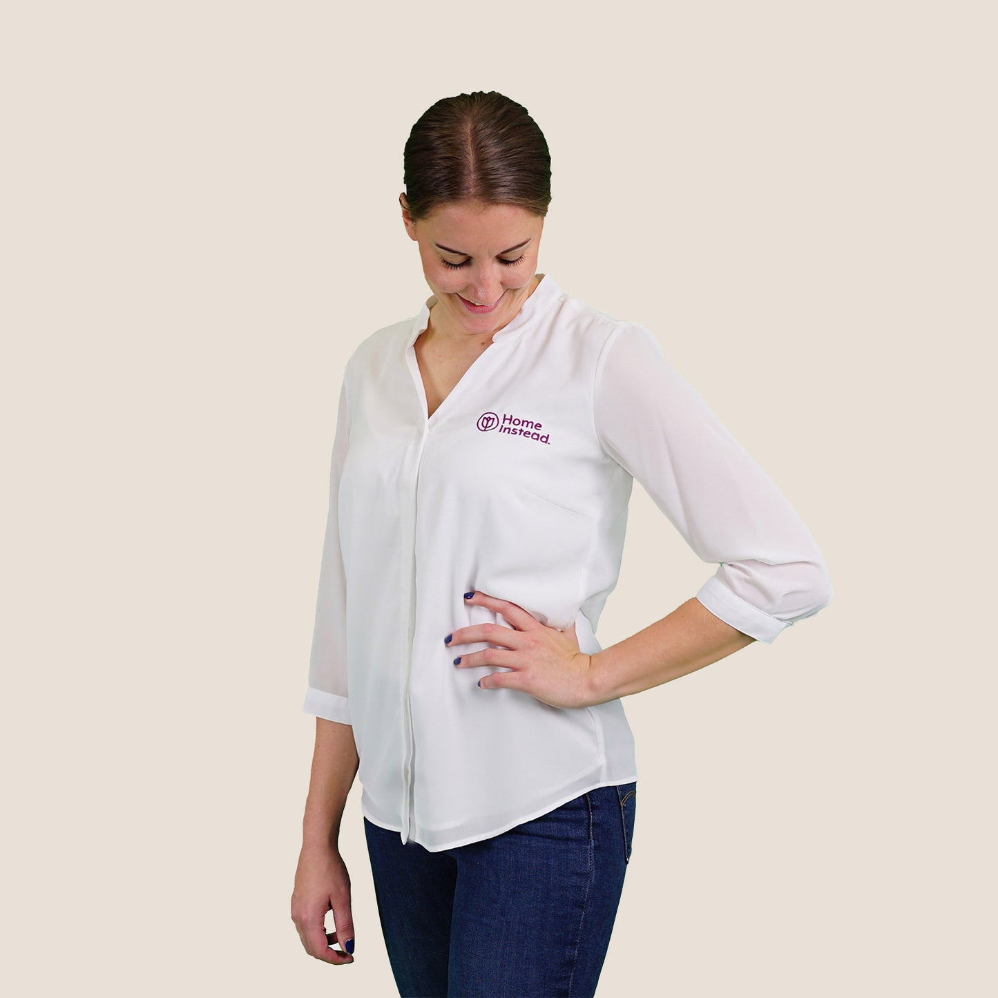 Damen Chiffonbluse mit 3/4 Arm