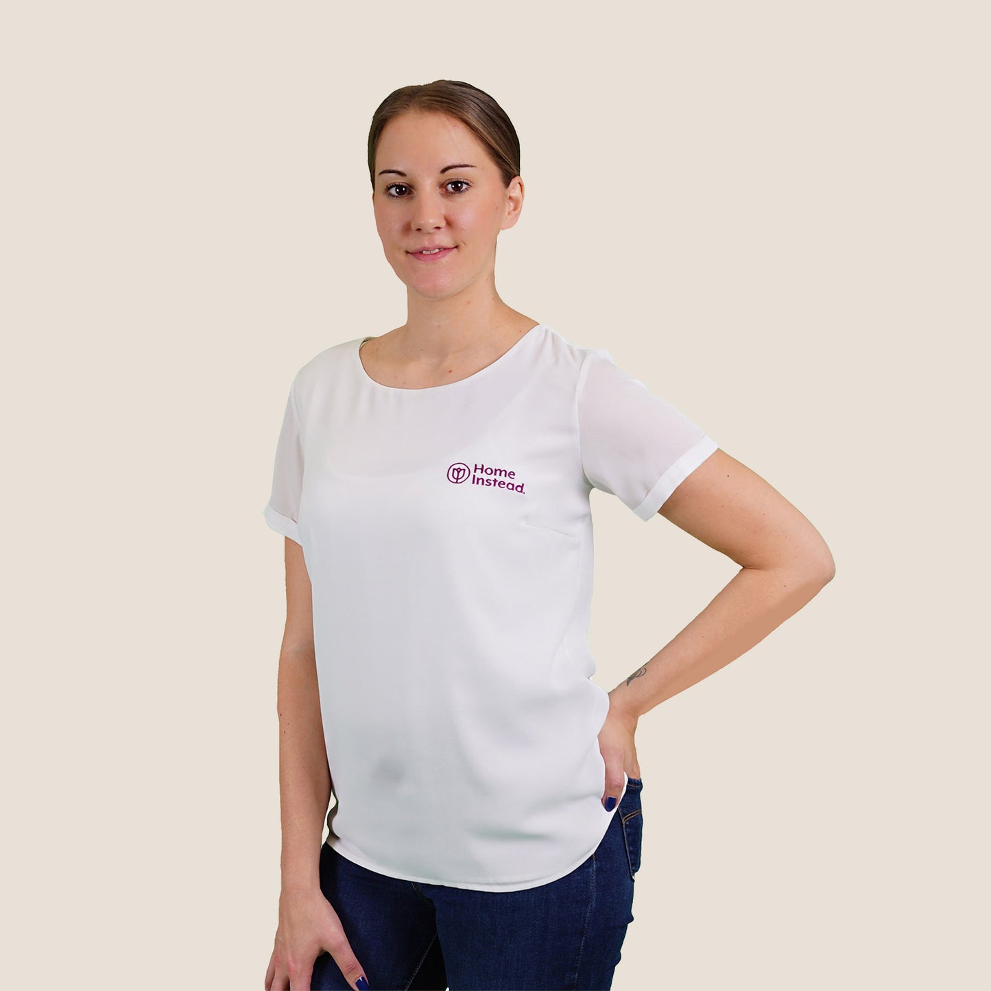 Damen Chiffonbluse Kurzarm